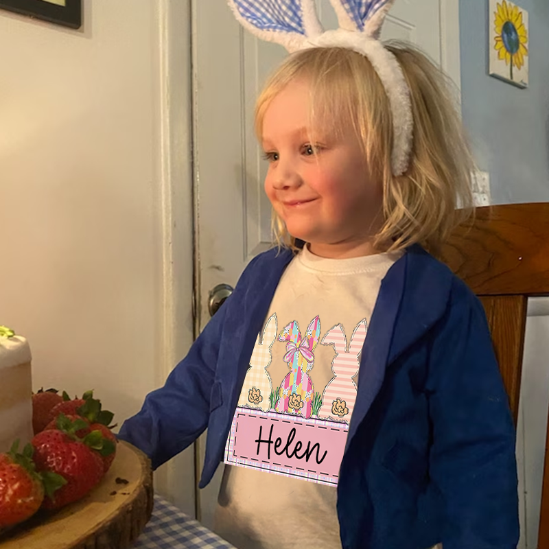 Personalized Kids Bunny Summer T-Shirt| Cloth1420