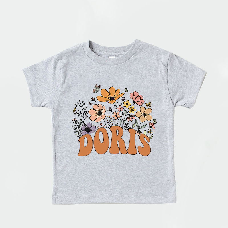 Personalized Girls Retro Daisy Wild Flower T-Shirt| Cloth1421