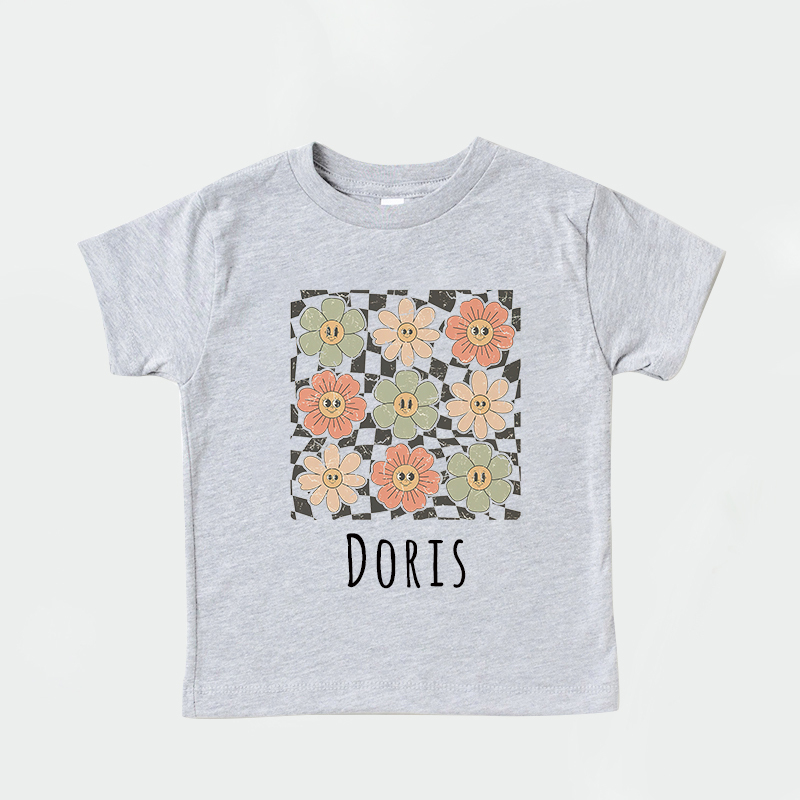 Personalized Girls Retro Flower T-Shirt| Cloth1422