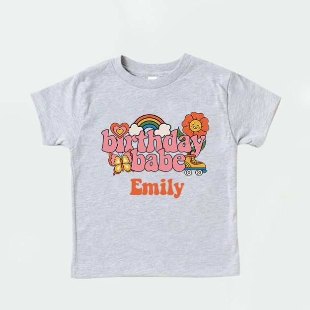 Personalized Girls Pink Retro Birthday T-Shirt| Cloth1422