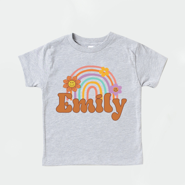 Personalized Girl Retro Rainbow Cozy T-Shirt| Cloth1435