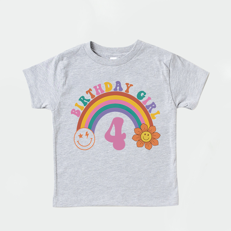 Personalized Girl Retro Rainbow Cozy T-Shirt| Cloth1436