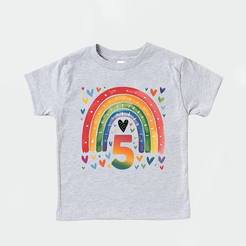 Personalized Girl Birthday Watercolor Rainbow T-Shirt| Cloth1469