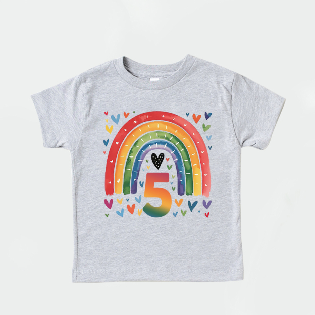 Personalized Girl Birthday Watercolor Rainbow T-Shirt| Cloth1469