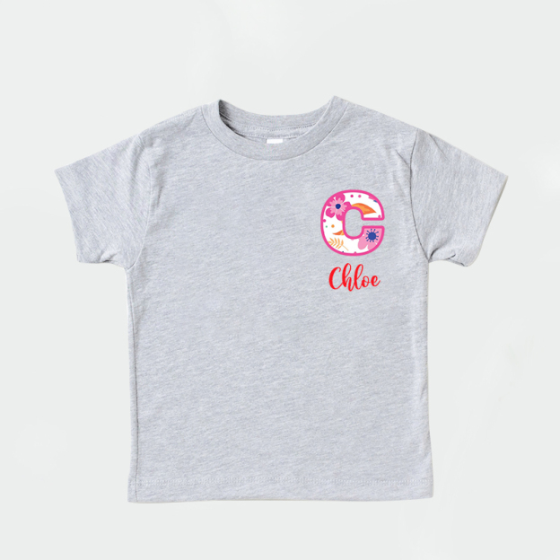 Personalized Girl Initial Cute Floral T-Shirt| Cloth1475