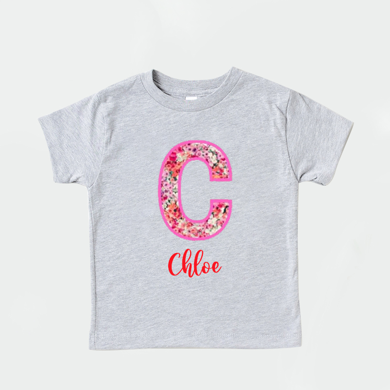 Personalized Girl Initial Cute Floral T-Shirt| Cloth1476
