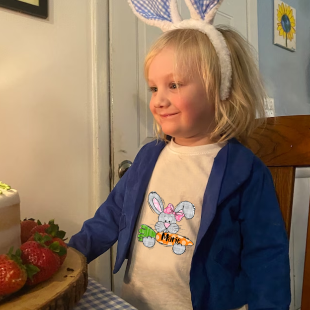 Personalized Kids Bunny Summer T-Shirt| Cloth134