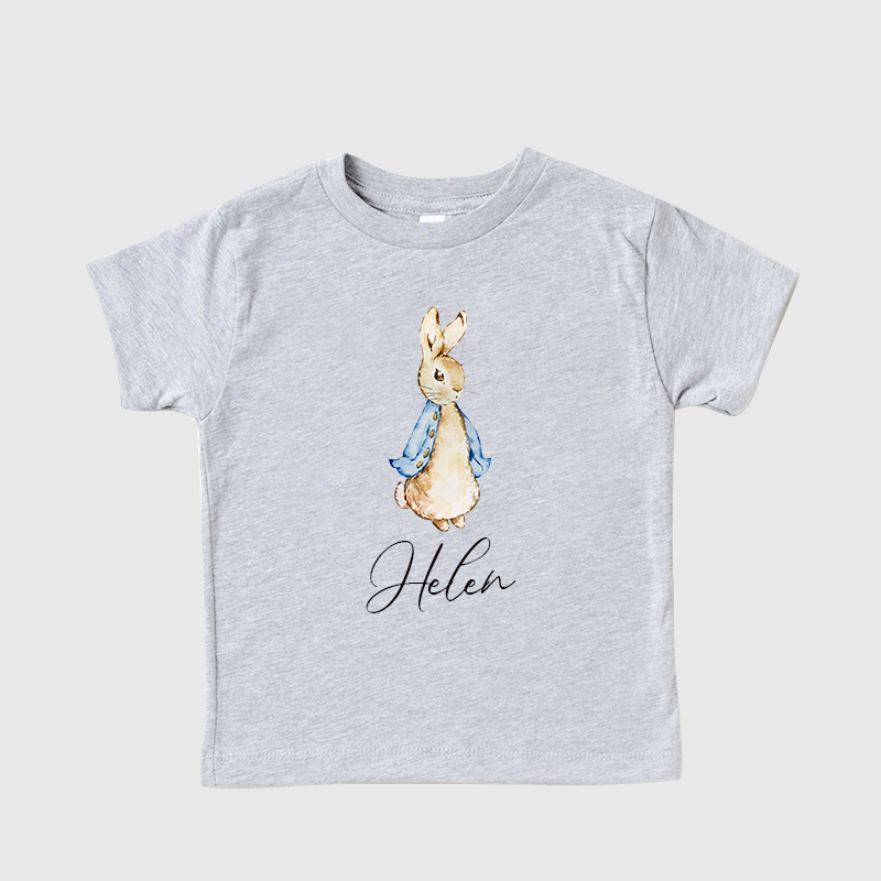 Personalized Kids Blue & Pink Rabbit T-Shirt| Cloth122