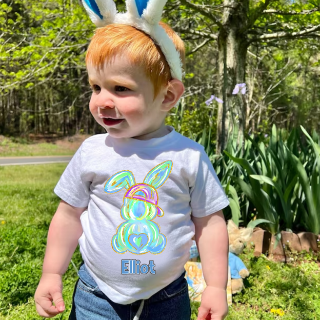 Personalized Kids Bunny Summer T-Shirt| Cloth1411