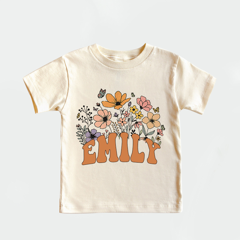 Personalized Girls Retro Daisy Wild Flower T-Shirt| Cloth1421