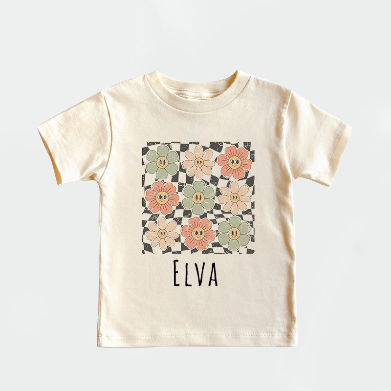 Personalized Girls Retro Flower T-Shirt| Cloth1422