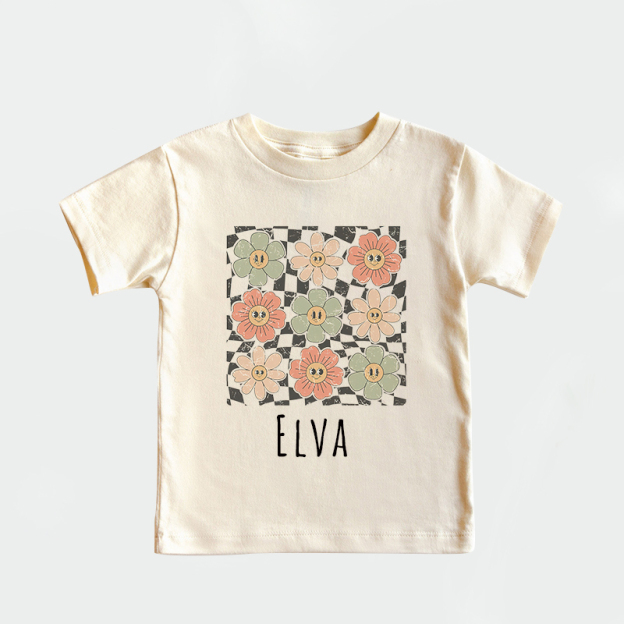 Personalized Girls Retro Flower T-Shirt| Cloth1422