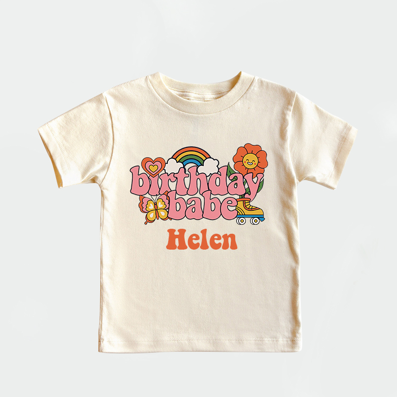 Personalized Girls Pink Retro Birthday T-Shirt| Cloth1422