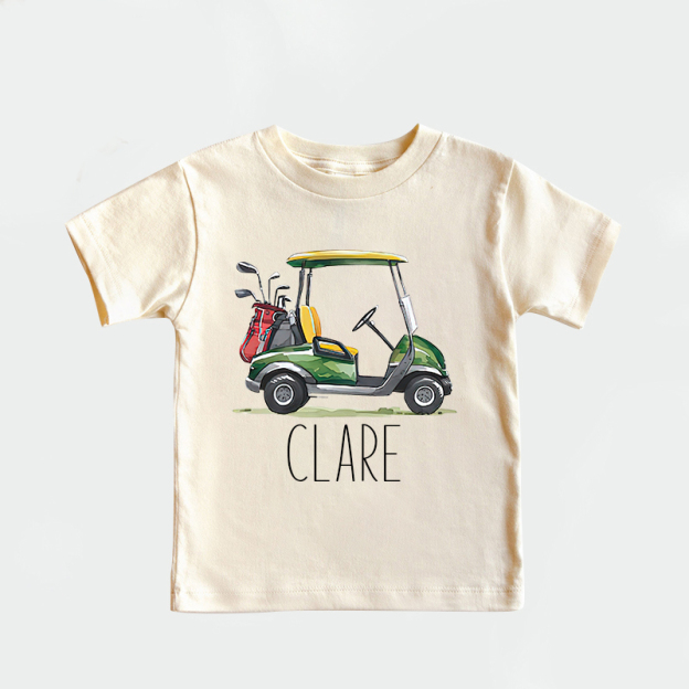 Personalized Boy Green Golf Cart Name T-Shirt| Cloth1432