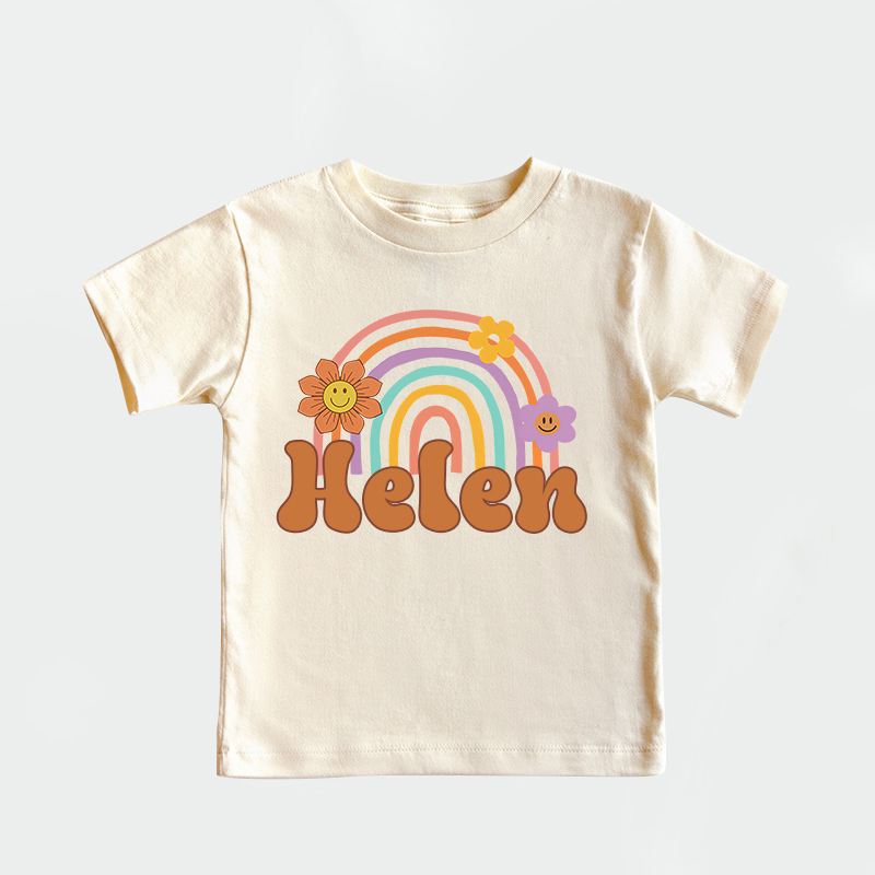 Personalized Girl Retro Rainbow Cozy T-Shirt| Cloth1435