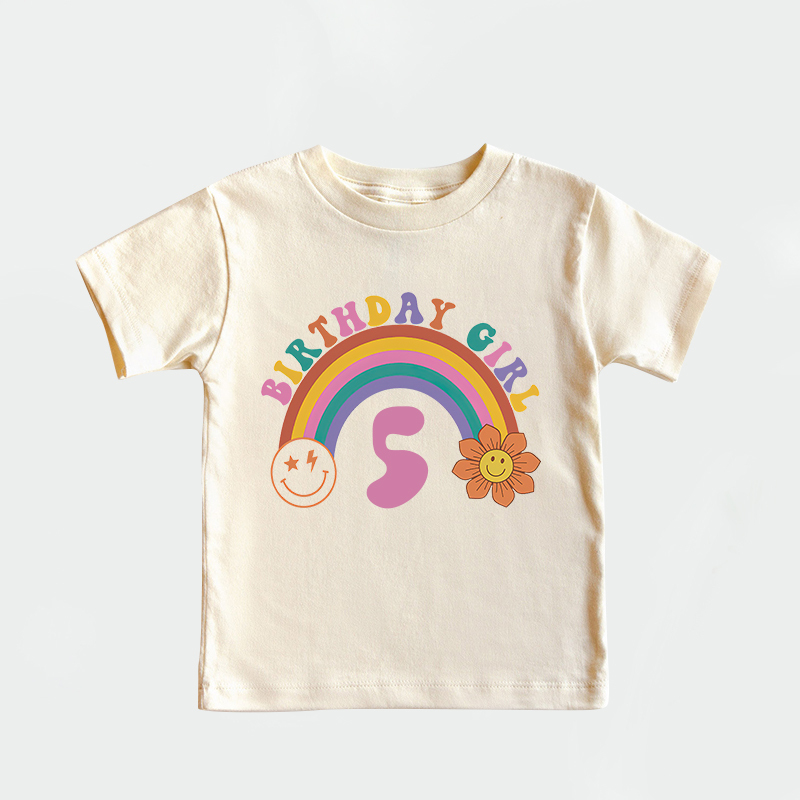 Personalized Girl Retro Rainbow Cozy T-Shirt| Cloth1436
