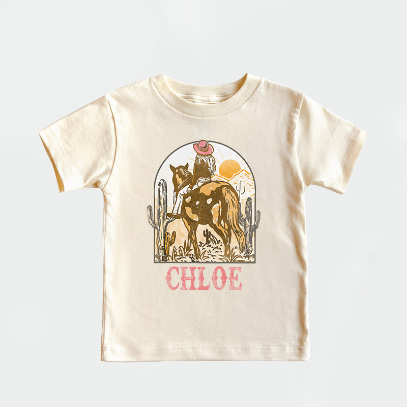 Personalized Retro Pink Cowgirl Cozy T-Shirt| Cloth1443