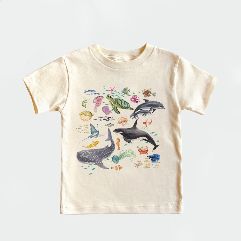 Personalized Kid Cute Sea Life Watercolor T-Shirt| Cloth1444