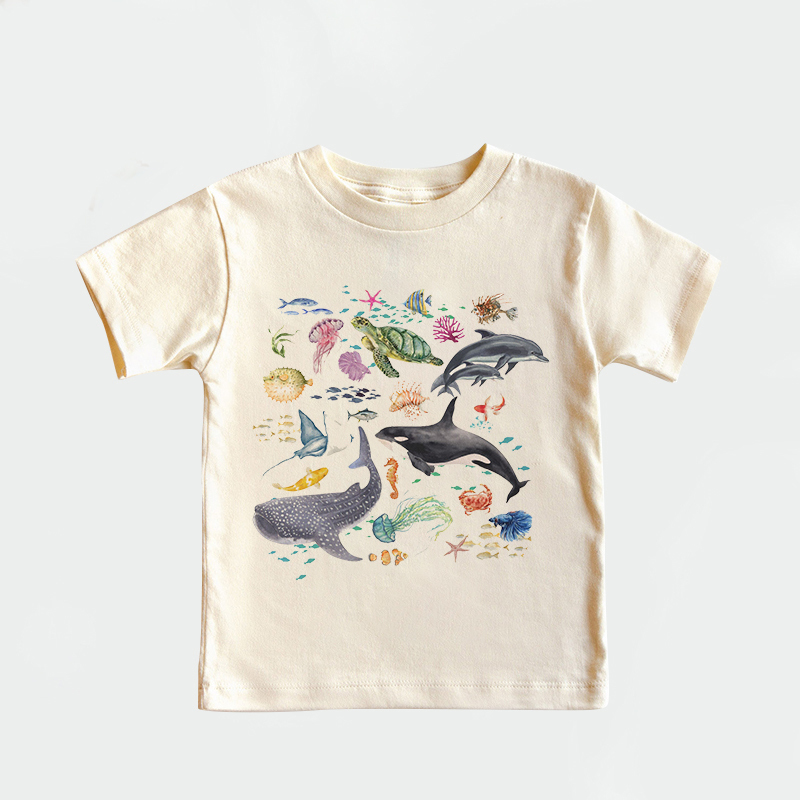 Personalized Kid Cute Sea Life Watercolor T-Shirt| Cloth1444