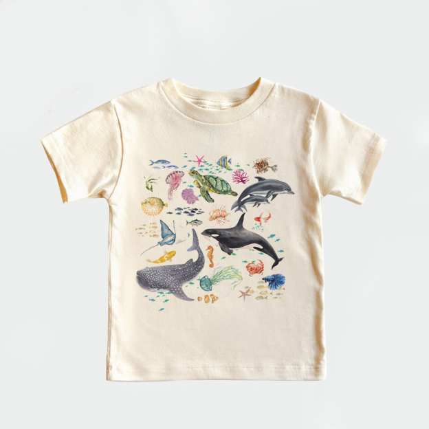 Personalized Kid Cute Sea Life Watercolor T-Shirt| Cloth1444