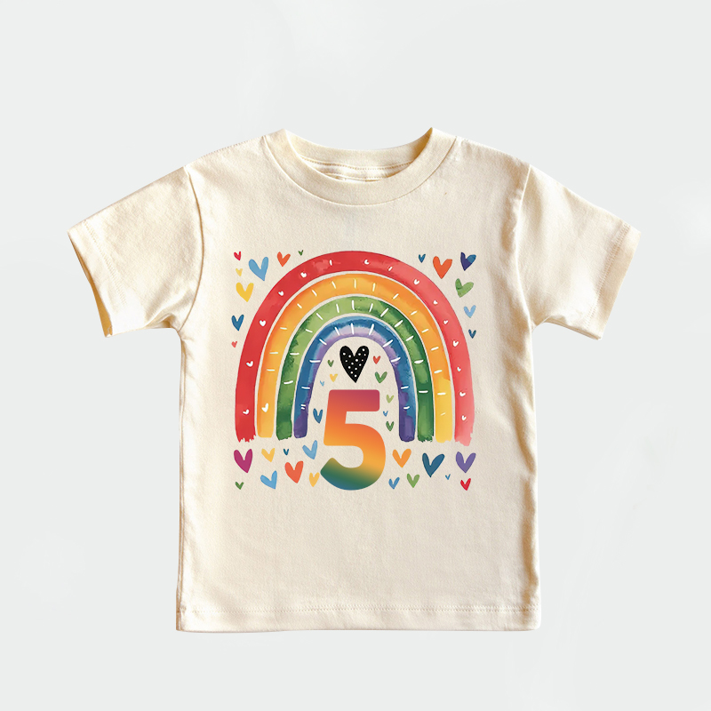 Personalized Girl Birthday Watercolor Rainbow T-Shirt| Cloth1469