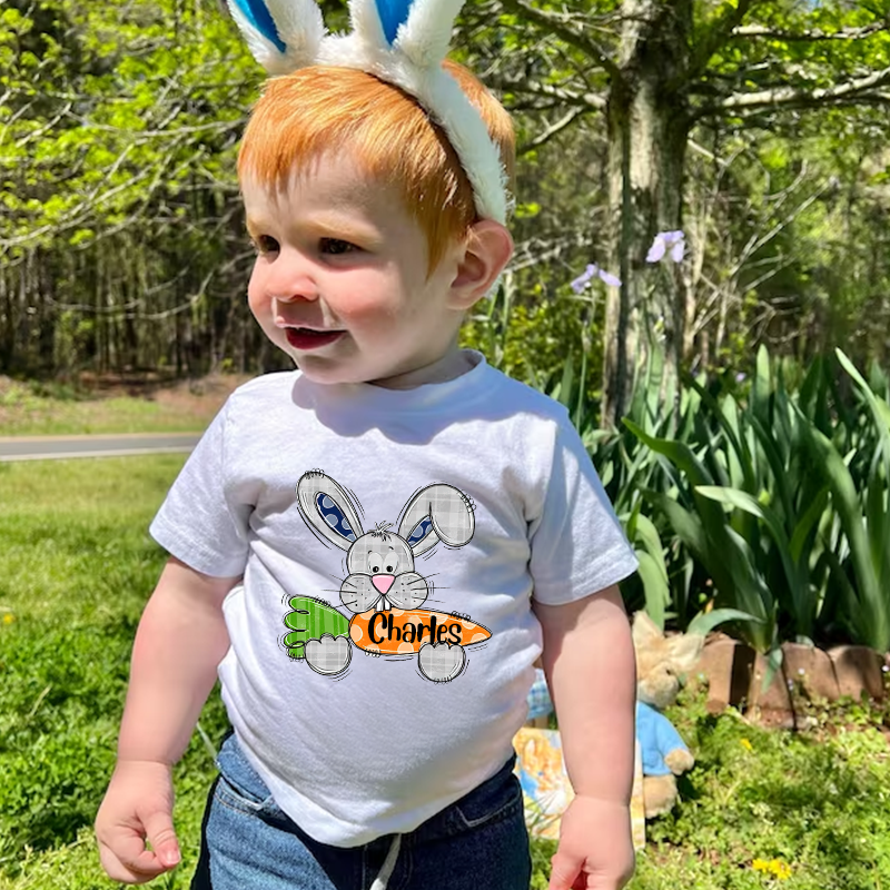 Personalized Kids Bunny Summer T-Shirt| Cloth134