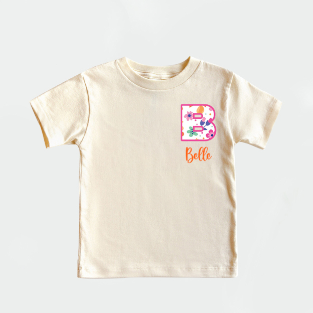 Personalized Girl Initial Cute Floral T-Shirt| Cloth1475