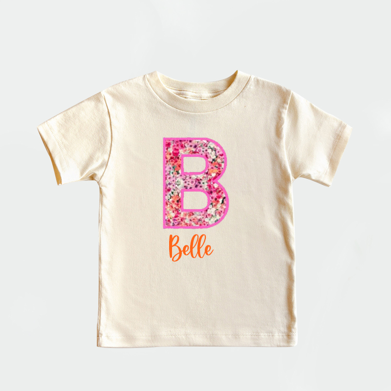 Personalized Girl Initial Cute Floral T-Shirt| Cloth1476