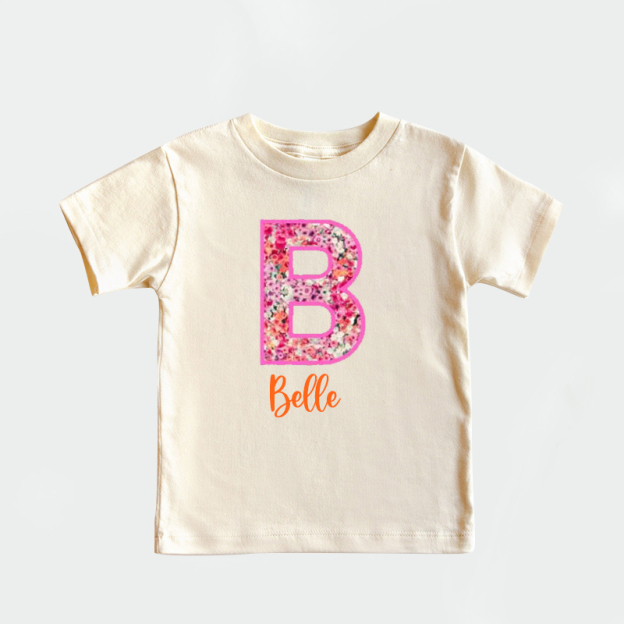 Personalized Girl Initial Cute Floral T-Shirt| Cloth1476