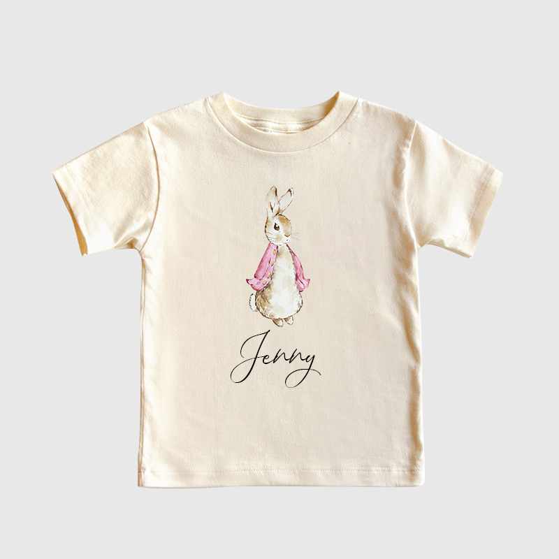 Personalized Kids Blue & Pink Rabbit T-Shirt| Cloth122