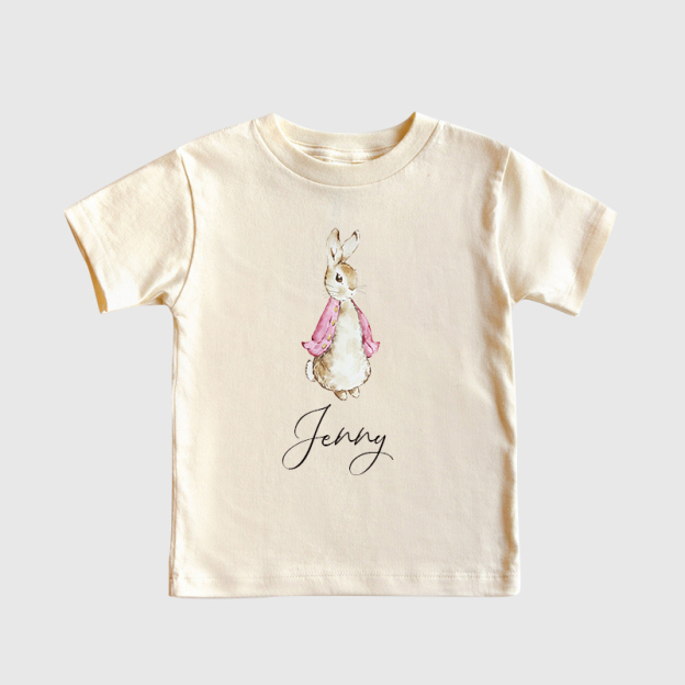 Personalized Kids Blue & Pink Rabbit T-Shirt| Cloth122