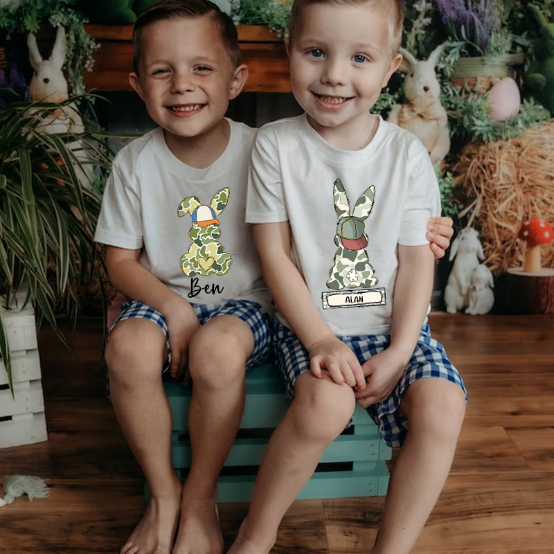 Personalized Kids Bunny Summer T-Shirt| Cloth1417