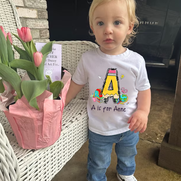 Personalized Kids Back To School Alphabet  Name T-Shirt| Cloth1408