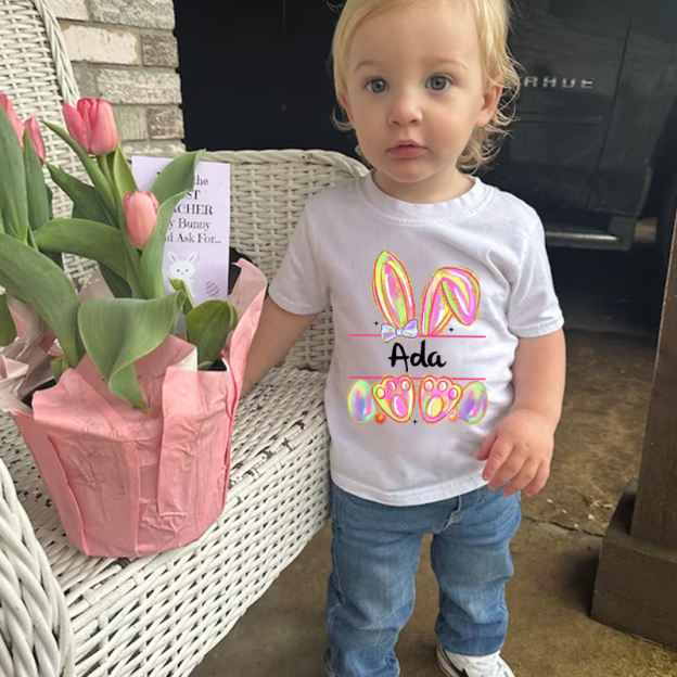 Personalized Kids Bunny Summer T-Shirt| Cloth1413
