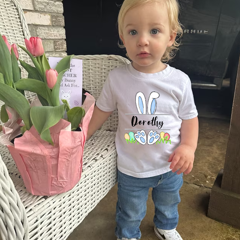 Personalized Kids Bunny Summer T-Shirt| Cloth133