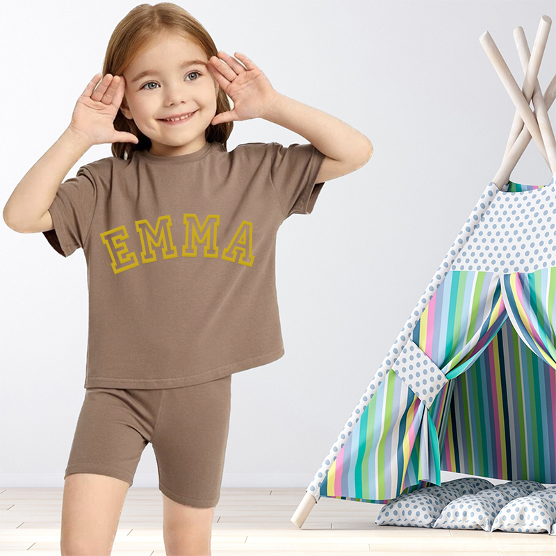 Personalized Kids Puff Vinyl Toddler Shorts Set| Cloth156