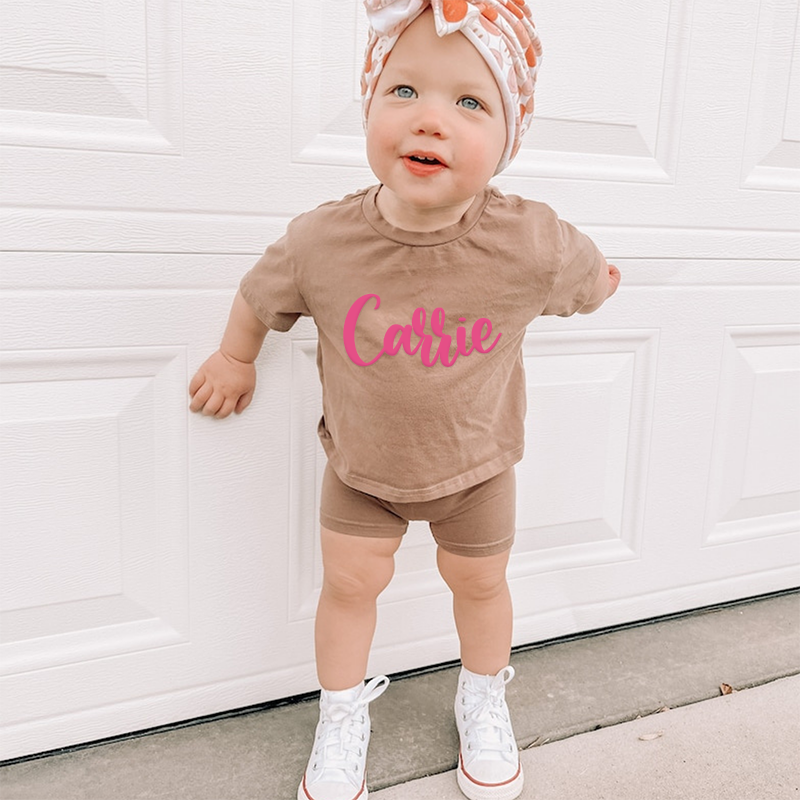 Personalized Kids Puff Vinyl Toddler Shorts Set| Cloth156