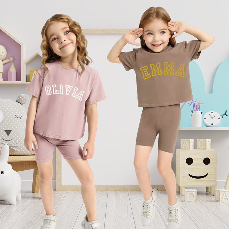 Personalized Kids Puff Vinyl Toddler Shorts Set| Cloth156