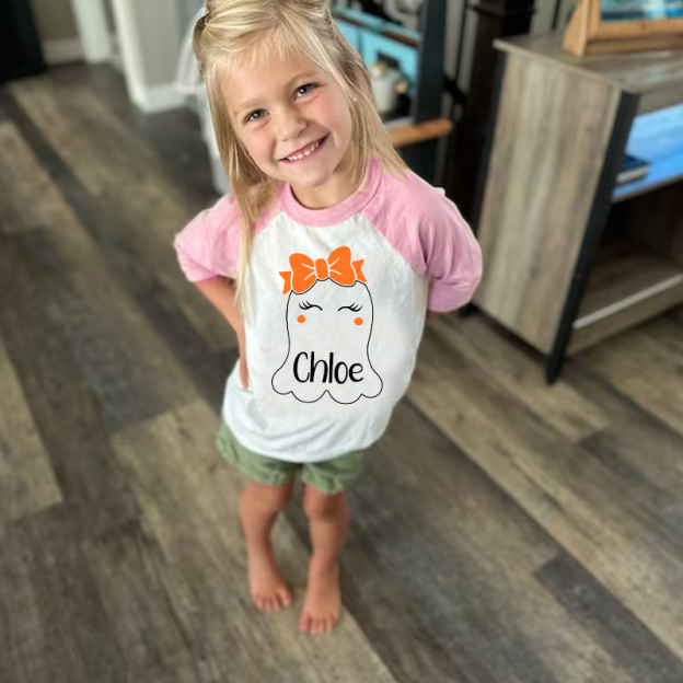 Personalized Halloween Girls Ghost Long Sleeves Shirt| Cloth12408