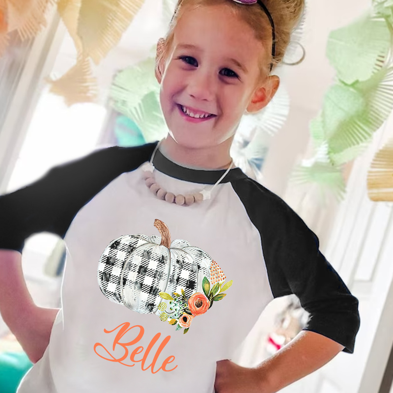 Personalized Kids Pumpkin Name Long Sleeves Shirt| Cloth12402