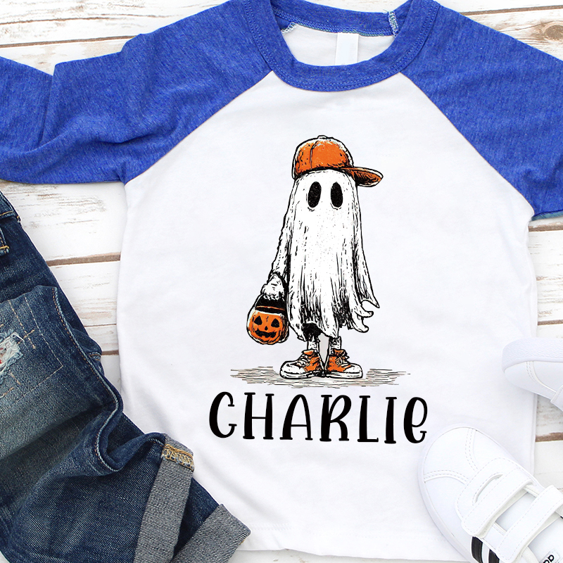 Personalized Kids Halloween Ghost Pumpkin Long Sleeves Shirt| Cloth12448
