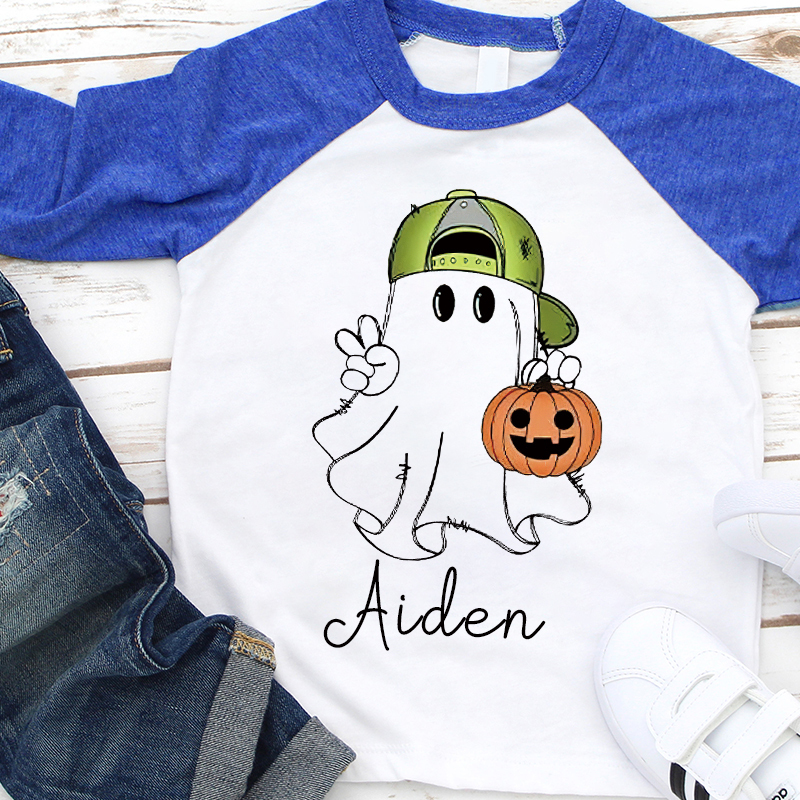 Personalized Kids Halloween Ghost Long Sleeves Shirt| Cloth12449