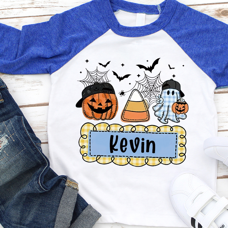 Personalized Kids Halloween  Ghost Pumpkin Long Sleeves Shirt| Cloth12451