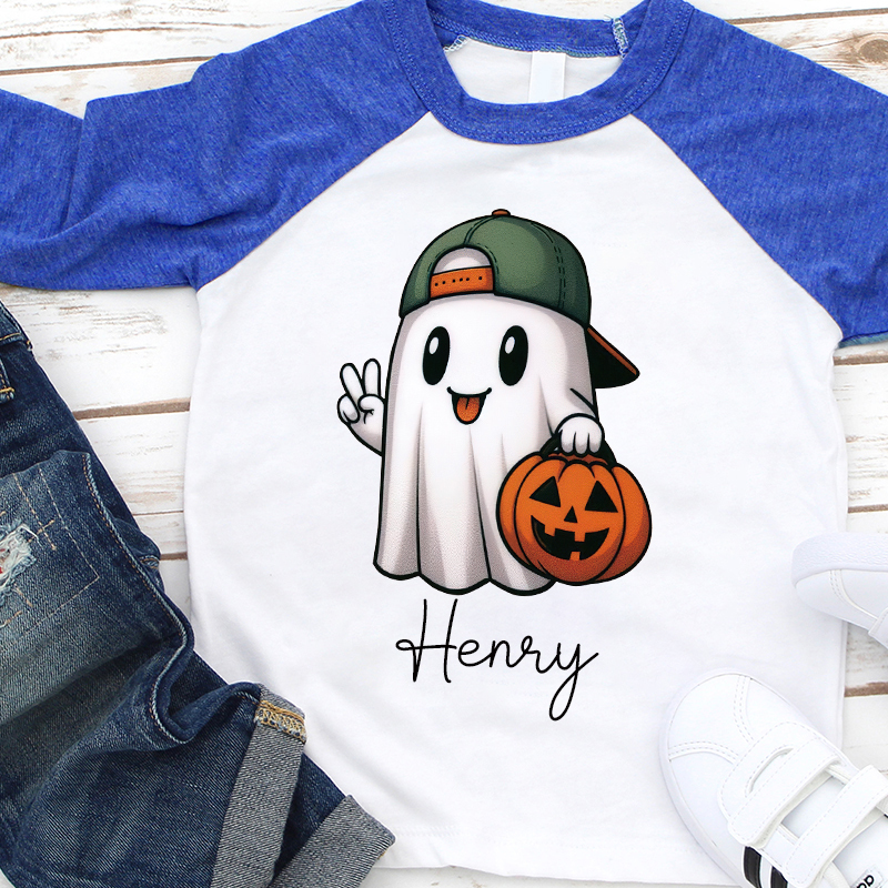 Personalized Kids Halloween Ghost Pumpkin Long Sleeves Shirt| Cloth12453