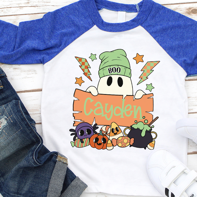 Personalized Kids Halloween Ghost Long Sleeves Shirt| Cloth12454