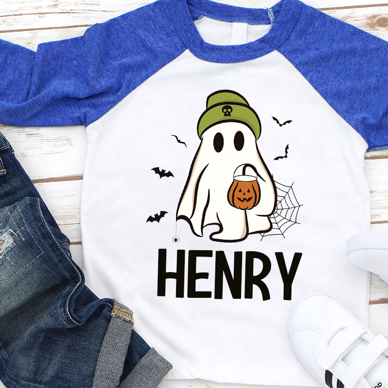 Personalized Kids Halloween Ghost Long Sleeves Shirt| Cloth12455