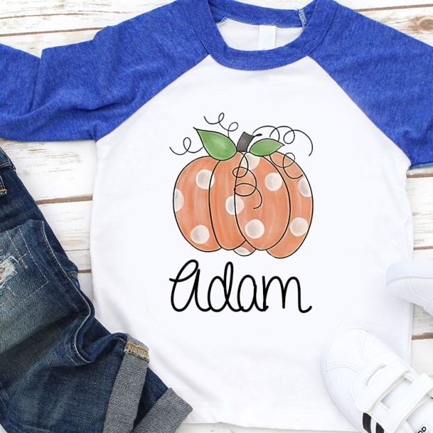 Personalized Kids Pumpkin Name Long Sleeves Shirt| Cloth12402