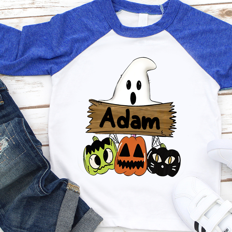 Personalized Kids Halloween Initials Long Sleeves Shirt| Cloth12409