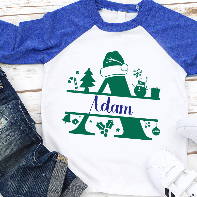 Personalized Kids Monogrammed Christmas Long Sleeves Shirt| Cloth 12410