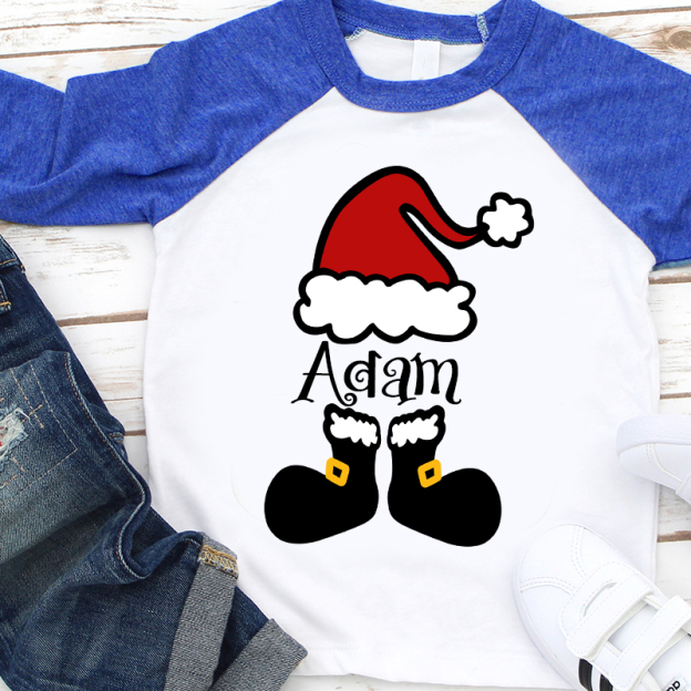 Personalized Kids Santa Hat Christmas Shirt| Cloth12412